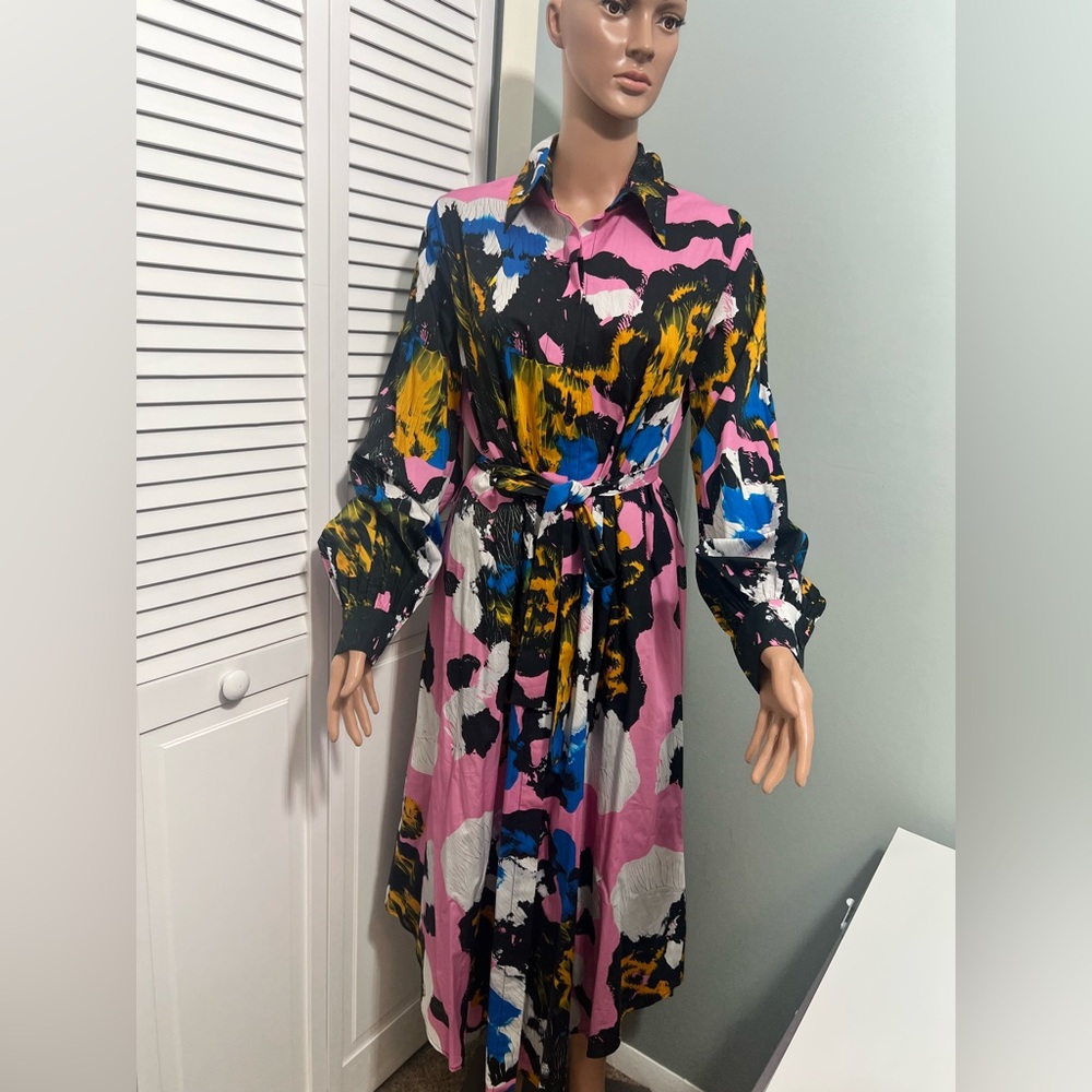 New Christopher Kane - Mindscape printed cotton jersey shirt dress size 4